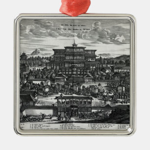 Procession from Macau, an illustration Metal Tree Decoration