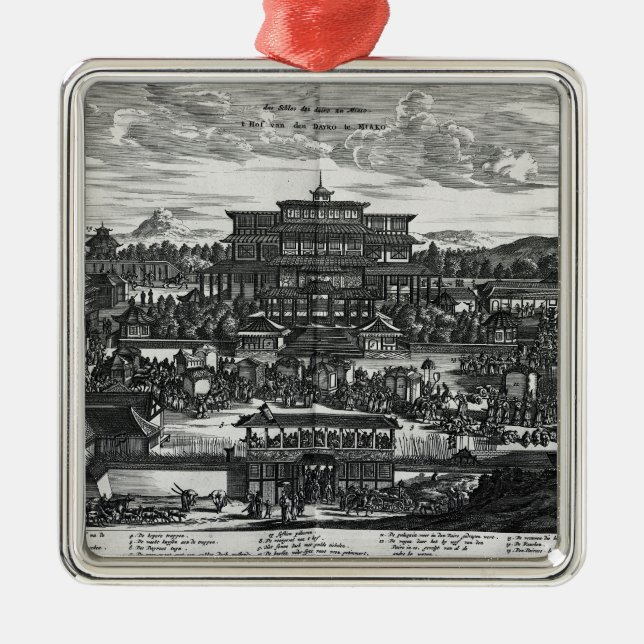 Procession from Macau, an illustration Metal Tree Decoration (Front)