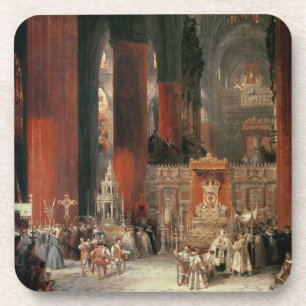 Procession in Seville Cathedral, 1833 (oil on canv Coaster