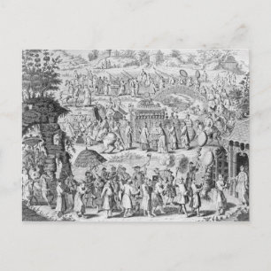 Procession of a bride going home postcard