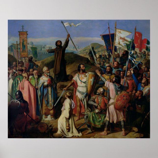 Procession of Crusaders around Jerusalem Poster (Front)