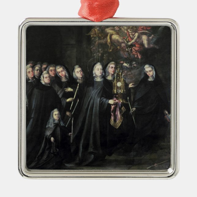 Procession of St. Clare with the Eucharist Metal Tree Decoration (Front)