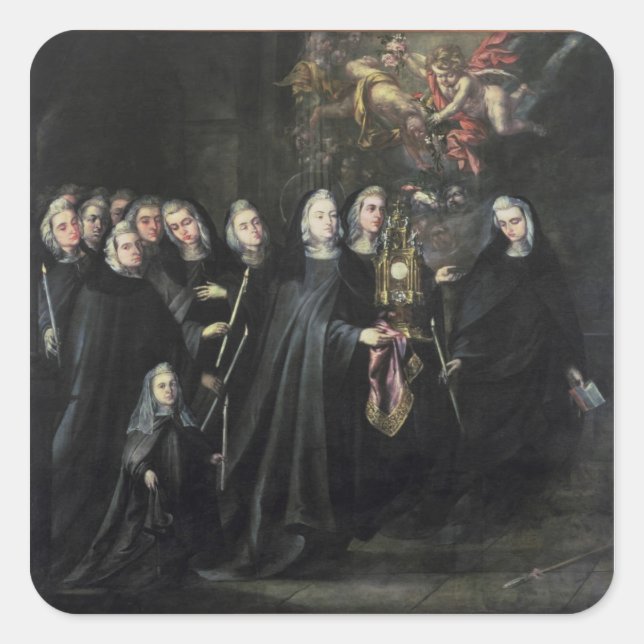 Procession of St. Clare with the Eucharist Square Sticker (Front)