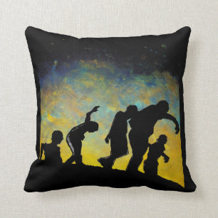 Procession to Breakfast Zombie Silhouette Pillow