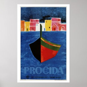 Procida Naples Italy retro vintage travel ad Poster