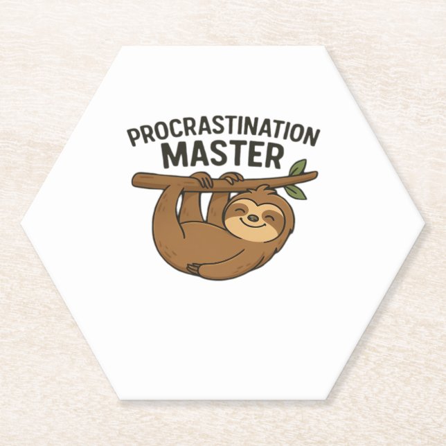 Procrastination Master Classic T-Shirt Paper Coaster (Front)