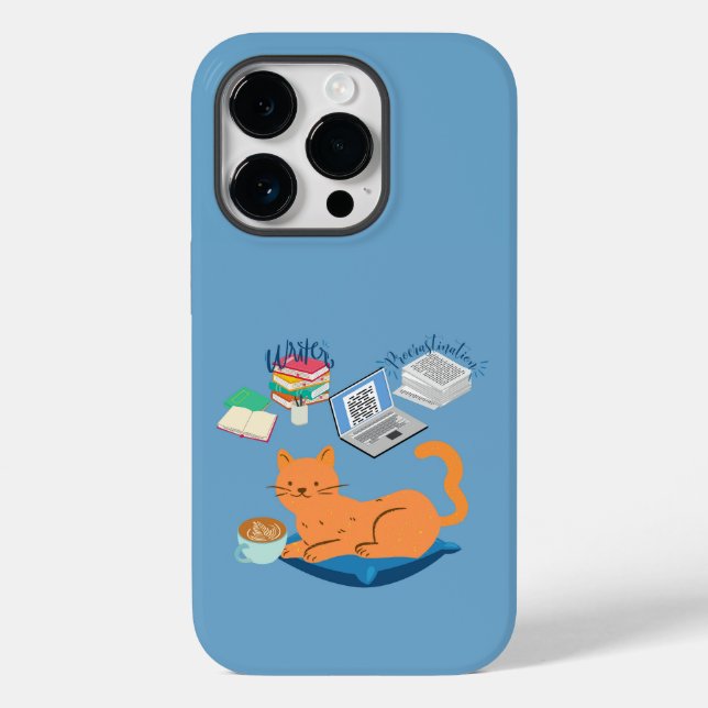 Procrastination Writer Cat Case-Mate iPhone Case (Back)
