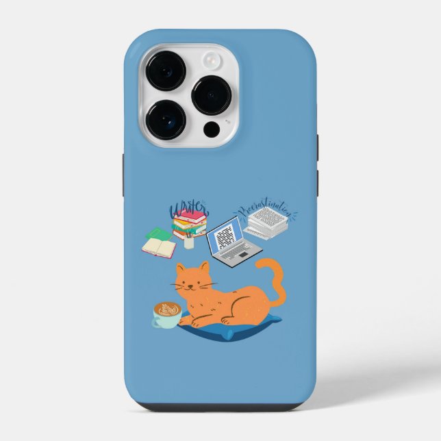 Procrastination Writer Cat iPhone Case (Back)