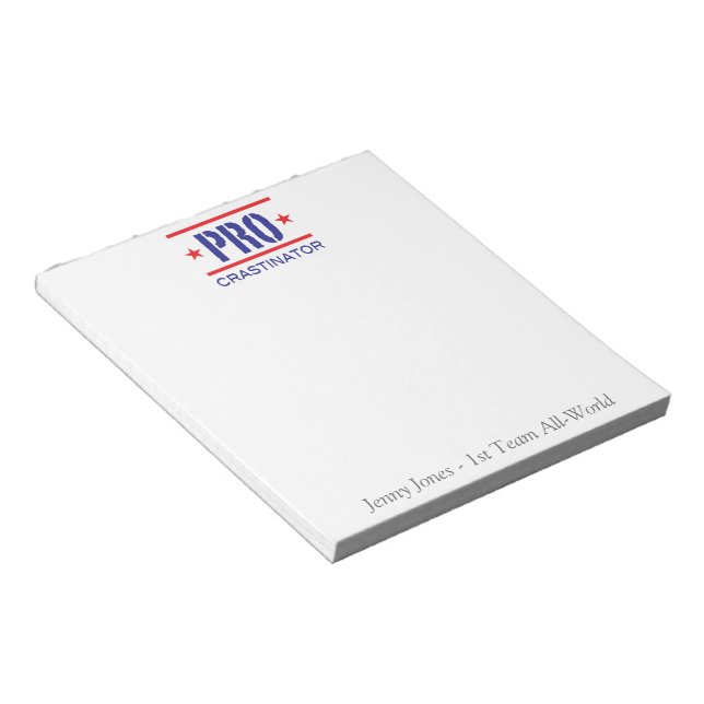 Procrastinator_1st Team All-World_personalized Notepad (Angled)