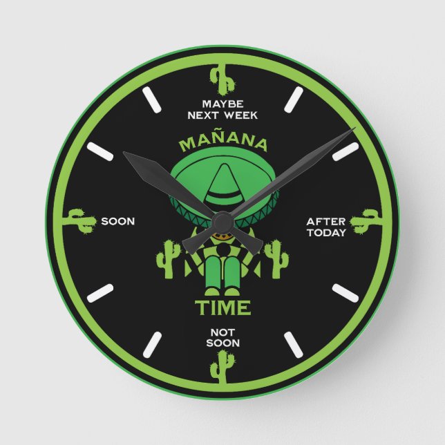 Procrastinator Lazy Person Gift Round Clock (Front)