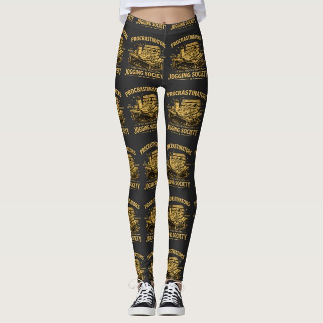 Procrastinators Jogging Society Funny Running Tee Leggings (Front)