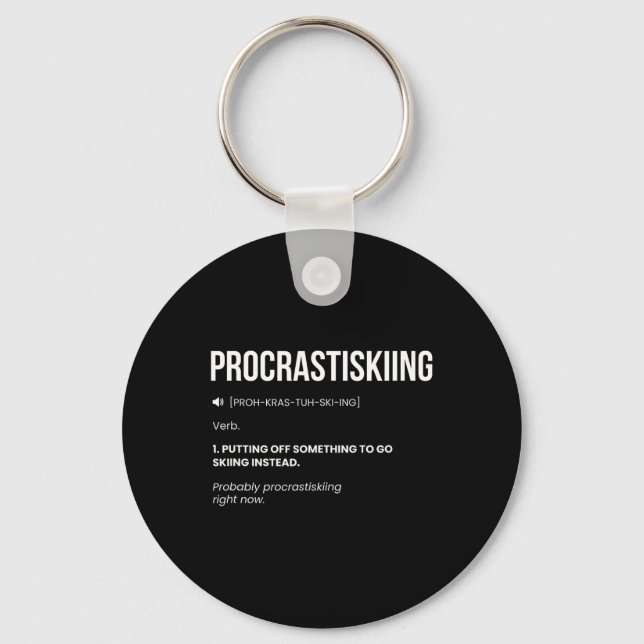 Procrastinking Funny Skiing Definition  Key Ring (Front)