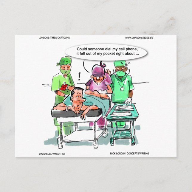 Proctologist Loses Cell Phone Funny Postcard (Front)