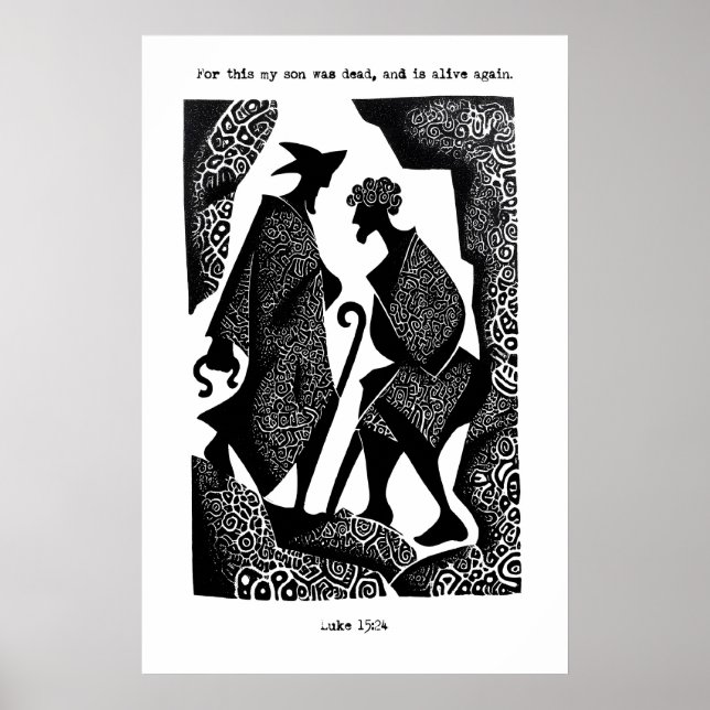 Prodigal Son Art Print Luke 15 24 Scripture Poster (Front)
