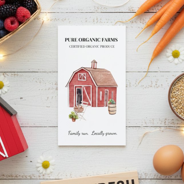 Produce Farming Farm Barn Watercolor  Business Card (Creator Uploaded)