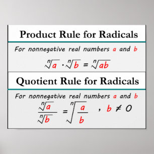 Product and Quotient Rules for Radicals Poster