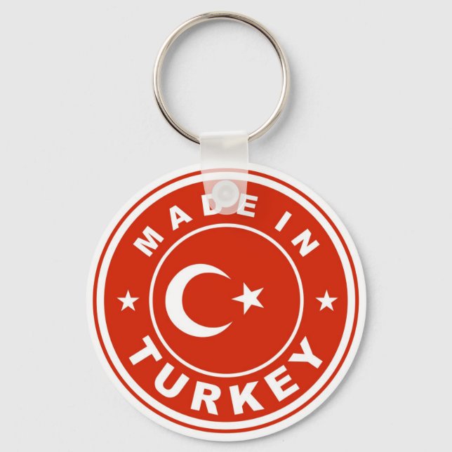 product country flag label made in turkey key ring (Front)