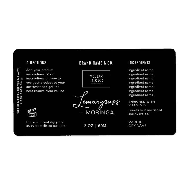  Product Customisable white & Black Label (Front)