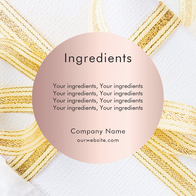 Product ingredient listing rose gold label (Creator Uploaded)