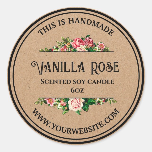 Product Label Floral Rustic Kraft Paper (Front)