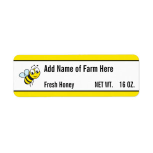 Product Label Template Bee Honey Jar Return Address Label