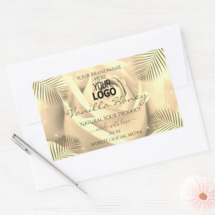 Product Labels Cream Beige Rose Palm Leaves Logo