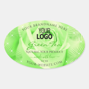 Product Labels Light Green Rose Palm Leaves Logo