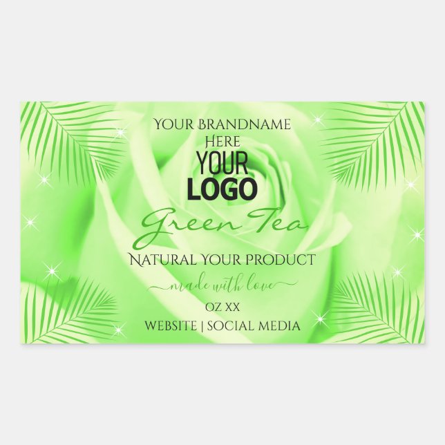 Product Labels Light Green Rose Palm Leaves Logo (Front)