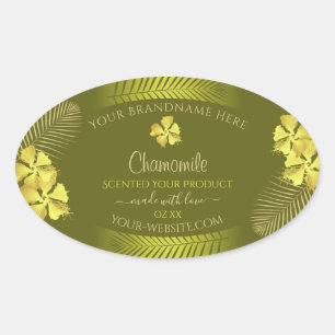 Product Labels Yellow Hawaiian Flowers on Mustard