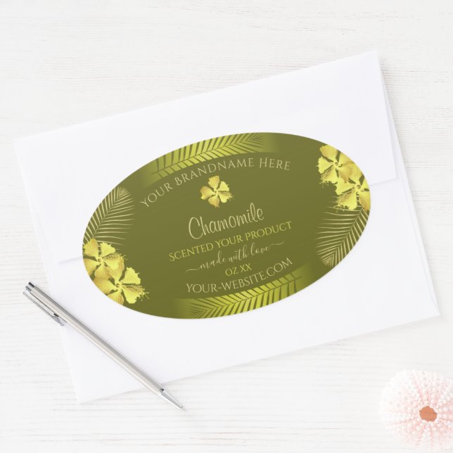 Product Labels Yellow Hawaiian Flowers on Mustard (Envelope)