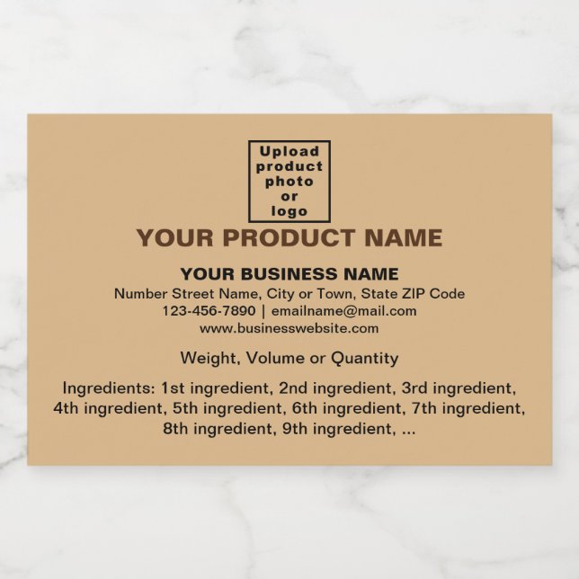 Product Minimal Information, Light Brown Rectangle Food Label (Single Label)