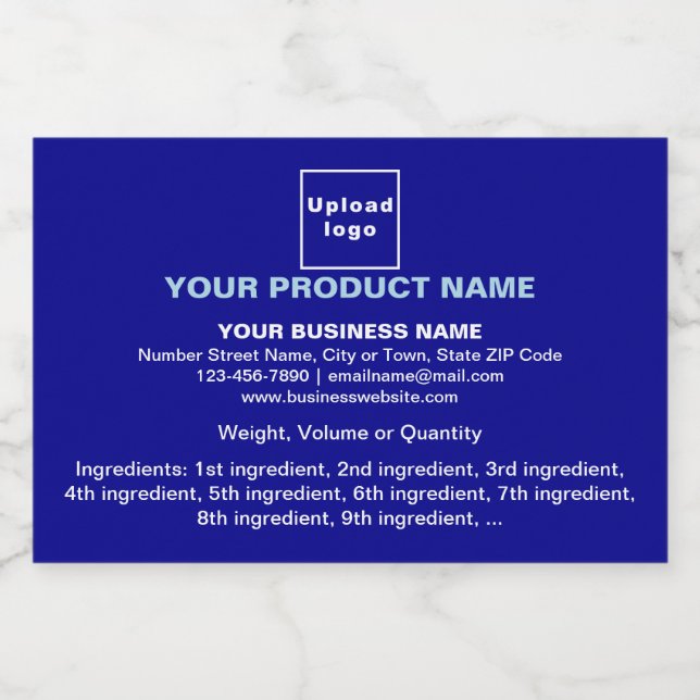 Product Minimal Information on Blue Rectangle Food Label (Single Label)