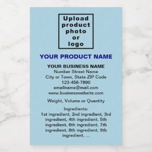 Product Minimal Information on Light Blue Portrait Food Label