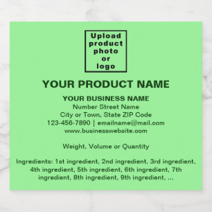 Product Minimal Information on Light Green Liquor Bottle Label