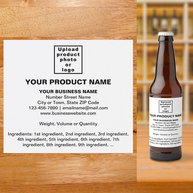 Product Minimal Information on White Beer Bottle Label (Creator Uploaded)