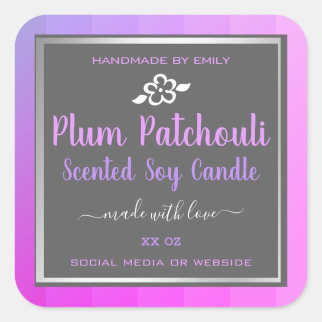 Product Packaging Labels Plum Patchouli Lilac Grey (Front)