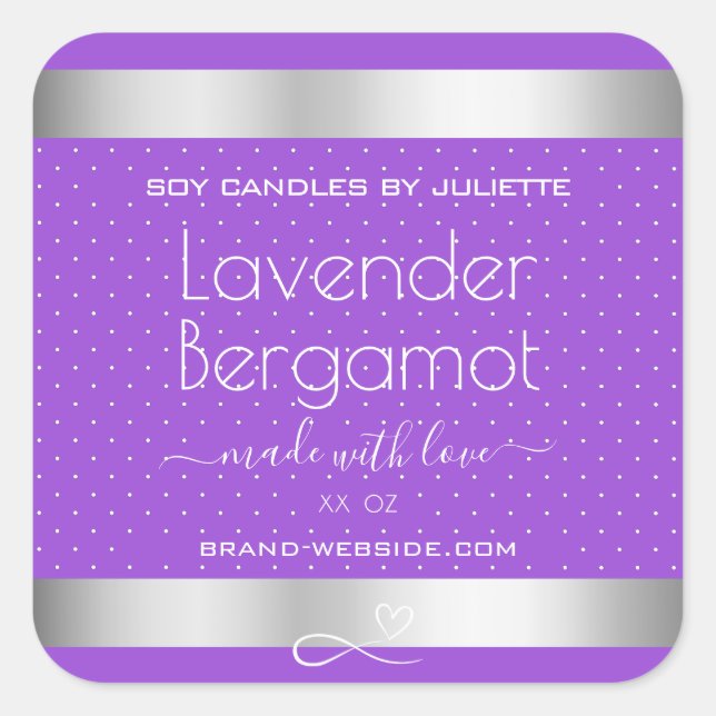 Product Packaging Labels Silver and Purple Colours (Front)