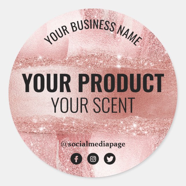 Product Packaging Skincare Labels In Rose Gold (Front)