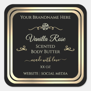 Product Packaging Stickers Black Labels Gold Frame