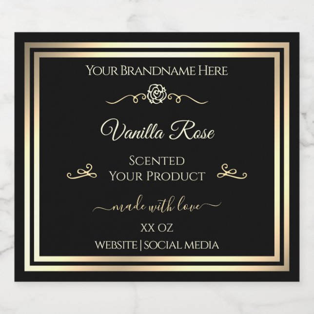 Product Packaging Stickers Black Labels Gold Frame (Single Label)