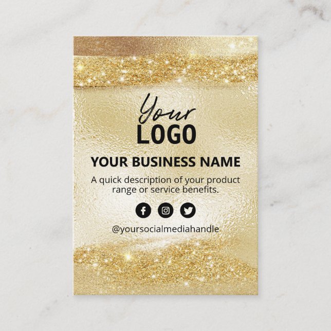 Product Price List Gold And Glitter Ink Business Card (Front)