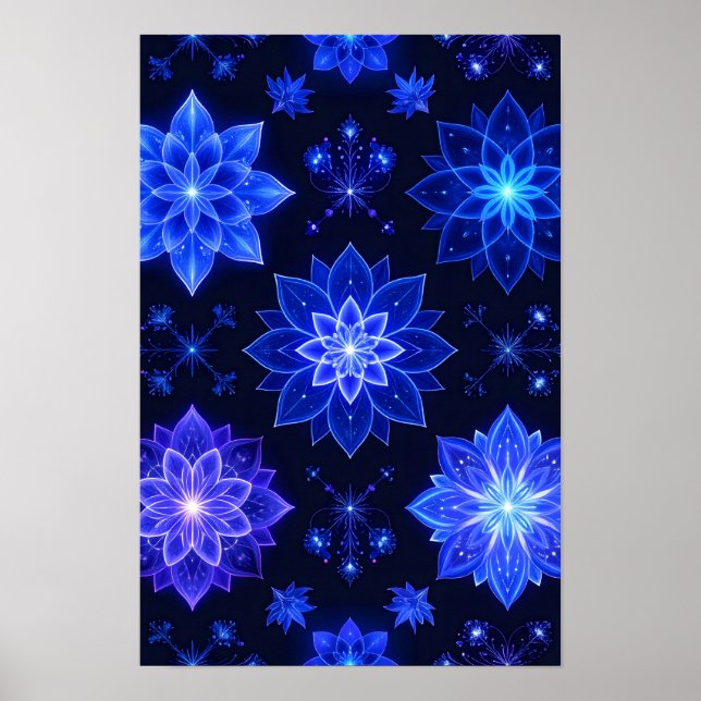 Product Seamless pattern of glowing blue and purpl Poster (Front)