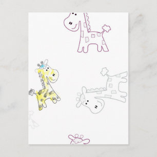 product with pattern colourful sketch of Giraffe Postcard