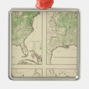 Production of Corn and Dairy, US Lithograph Metal Ornament