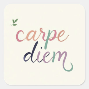 Products featuring a 'carpe diem' design square sticker