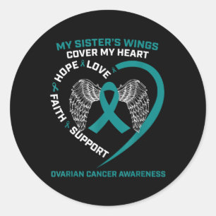 Products In Memory Of Sister Wings Ovarian Cancer Classic Round Sticker