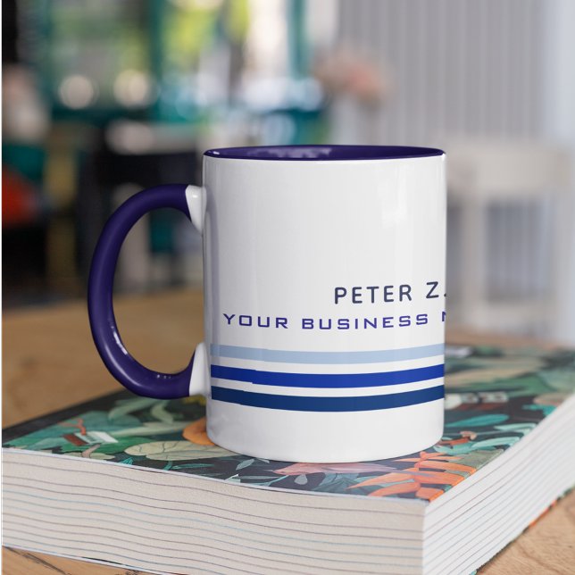 prof. 3 thin lines dark-blue modern business name mug (Creator Uploaded)