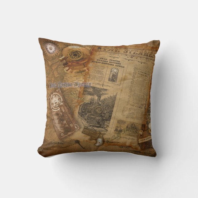 Prof. J. Byrnes's Steampunk World Cushion (Front)