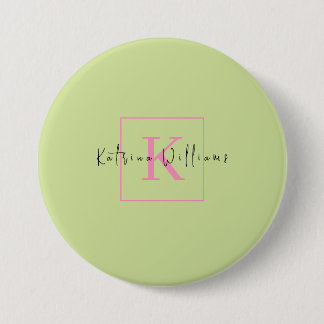 Profesional Branding Logo Lime Green Pink Monogram 7.5 Cm Round Badge