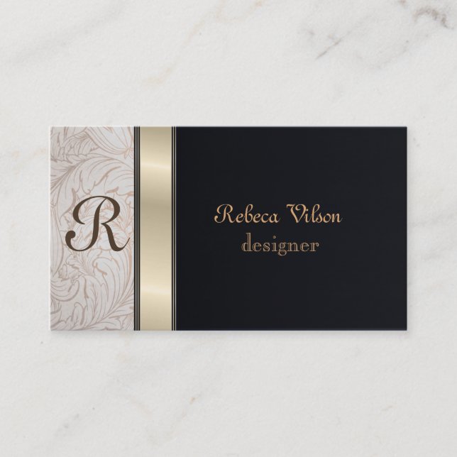 Profesional elegant modern monogram black business card (Front)